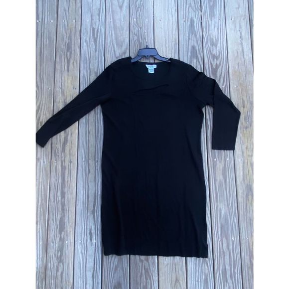 Ming Wang Black Cut-Out 3/4 Sleeve Knit Dress, Size XL, MSRP $286+ - Picture 1 of 8